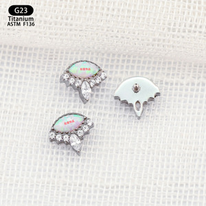 G23 <b>Titanium</b> God's Eye Earrings Opal Inlay Prong Setting Cartilage <b>Studs</b> Party Jewelry - Product Image 2