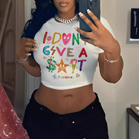 T-Shirts Graphiques pour Femmes, Hauts Mignons Tendance Sexy, Tee-Shirt Imprimé Lettres, Vêtements Y2K 2024, Crop Tops pour Dames