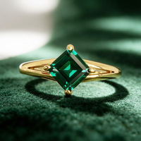 Bagues de mariage personnalisées classiques élégantes en argent sterling plaqué or 18 carats avec zircon cubique 5A taille émeraude géométrique pour femmes