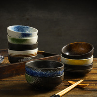 Vente en gros de bols japonais en céramique pour desserts/soupes/riz, vaisselle de restaurant, bols ronds pour salades et en-cas, bols pour sauce soja