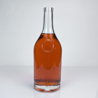 Bouteille de vin en verre transparent sur mesure, corps rond, base lourde, col étroit et long, vente en gros