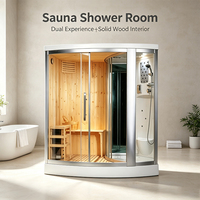 Cabina de Baño de Vapor para Spa Interior de Diseño Moderno, Sauna Húmeda de Madera Maciza de Hemlock con Función de Infrarrojos Lejanos para Gimnasio o Dormitorio