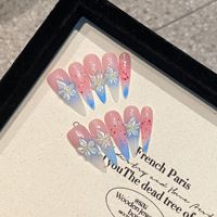 Conception # Ongles artificiels en gel acrylique 3D faits à la main de luxe 1993, dégradé, longs, en forme de stiletto, pointes d'ongles françaises, ongles à presser