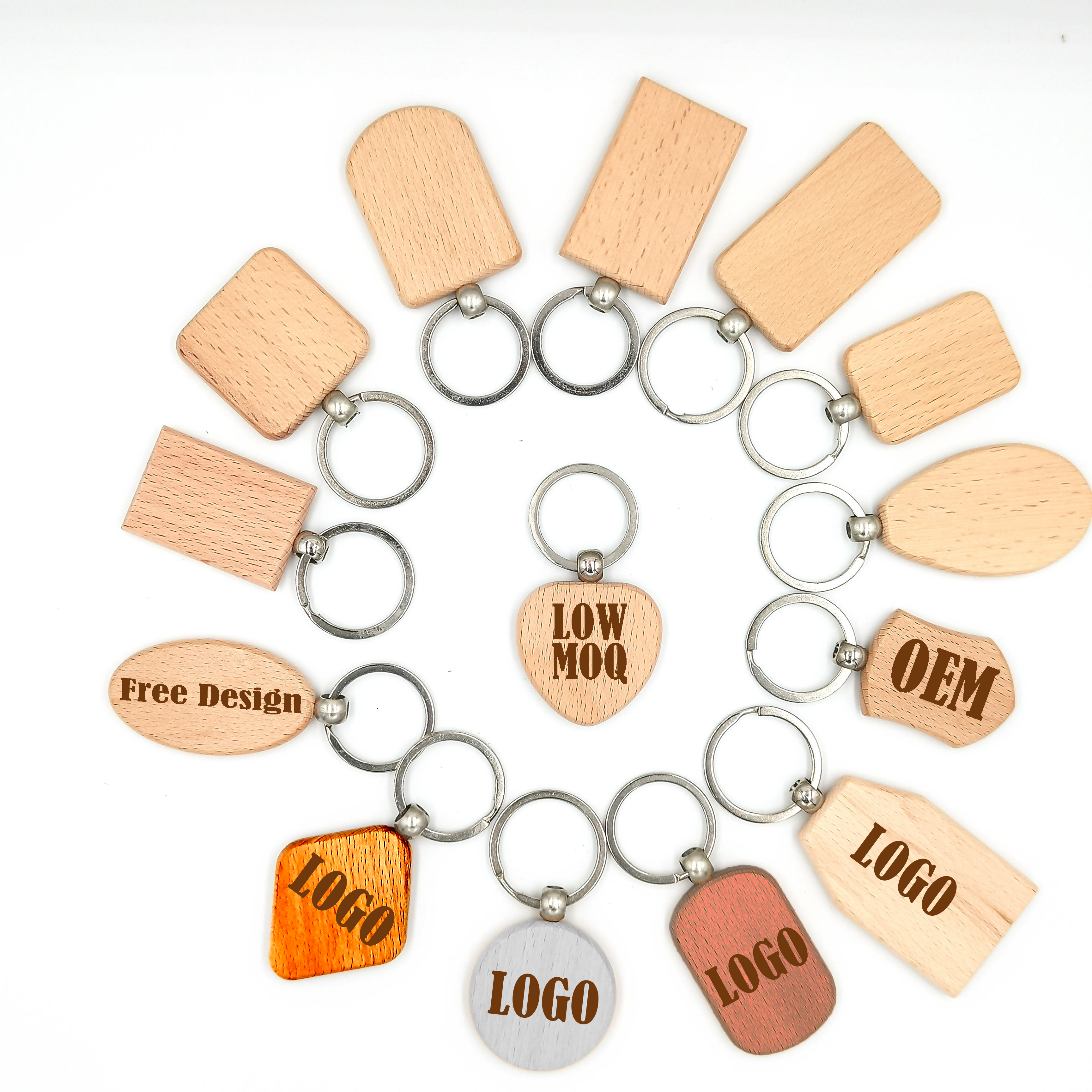 Tùy Chỉnh dở dang Bán Buôn Mặt Dây Chuyền Keychain Trống Sồi Bằng Gỗ Hình Chữ Nhật Trái Tim Vuông Vòng Hình Bầu Dục Đồng Bằng Dân Gian Nghệ Thuật Bằng Gỗ Keyring