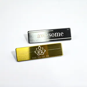 Personalized badge customized stainless steel name tag blank metal carved logo name tag employee number plate