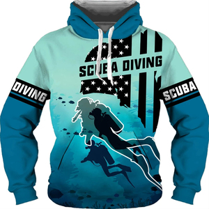 Envío Directo hombres mujeres sudaderas con capucha patrón de buceo sudaderas con capucha al aire libre Casual manga larga de gran tamaño pulóver sublimación Tops - Product Image 1