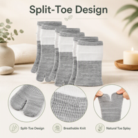 Chaussettes à cinq doigts Tabi en tricot, respirantes, mi-mollet, en coton, pour le yoga, le Pilates, la course à pied, pour hommes et femmes