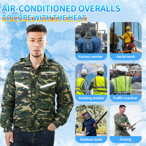 Куртка-блузон с кондиционером и 2 вентиляторами, 12В, аккумулятор 20000 мАч, летняя, тонкая, на молнии, унисекс, для работы на улице - Product Image 5