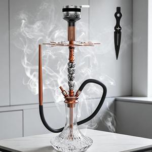 Cachimba color cobre con diseño de calavera, juego de pipa de vidrio con base transparente para lounge, bar o fiesta - Product Image 3