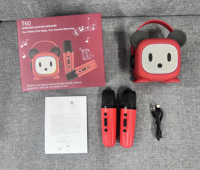 Altavoz de Karaoke Inalámbrico Colorido, Máquina de Karaoke Portátil con 2 Micrófonos Inalámbricos, Luz LED, Juguete para Niños, Regalo para Adultos