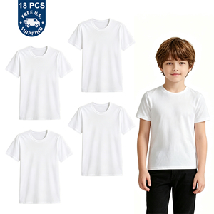 T-shirts en polyester vierges pour sublimation, T-shirts blancs pour enfants, T-shirts blancs unis en gros pour tie-dye, Sous-vêtements pour garçons, T-shirts pour filles - Product Image 1