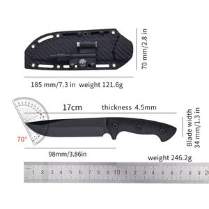 Cuchillo táctico de hoja fija para exteriores con <span class=keywords><strong>Kit</strong></span> de cuchillo Bowe, hoja de acero recta, mango G10, silbato, brújula, linterna - Product Image 6