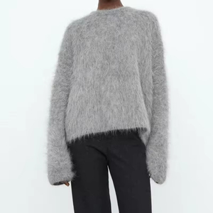 OEM Conception Personnalisée Logo <span class=keywords><strong>Pull</strong></span> Ras Du Cou Tricot Stretch Femmes Hommes Long Poilu Tricoté Fuzzy Chunky Mélange <span class=keywords><strong>Alpaga</strong></span> Laine <span class=keywords><strong>Pull</strong></span> - Product Image 4