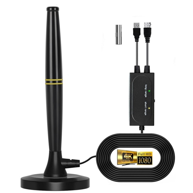 Cross-Border 4K HD Digital TV Antenna Set-Top Box Indoor ATSC DTMB Ground Wave DVB-T VHF/UHF 35 Gain with 5m Cable