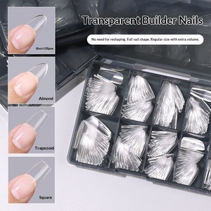 Capsules d'ongles en acrylique sur mesure, couverture complète, capsules d'ongles express, demi-mat, longues, en forme d'amande, <span class=keywords><strong>gel</strong></span> souple, couverture complète, pointes d'ongles en <span class=keywords><strong>gel</strong></span> souple - Product Image 1