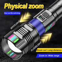 Vente en gros Lampe torche LED à large faisceau Lampe de poche longue portée étanche rechargeable de type C en alliage d'aluminium Lampe de poche super lumineuse