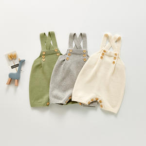 Neugeborene Jungen Jungen Mädchen Overall Einfarbig Ärmellose Frühling Herbst Baby Kleidung Kleinkind Baby Strick Stram pler - Product Image 1