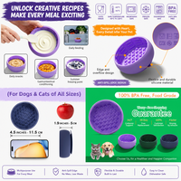NicePets Bol d'alimentation lent à ventouse pour chiens et chats |   Bol à lécher anti-renversement en silicone enrichi |   Conception de labyrinthe en nid d'abeille