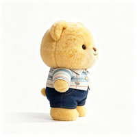 Adorable Ours en Peluche avec Chemise Rayée et Short, Doux et Moelleux, Compagnon pour Enfants, Cadeau, Décoration d'Intérieur