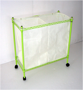 Carrello Portabiancheria Fai-da-Te in Metallo Cromato su Ruote <span class=keywords><strong>con</strong></span> Borsa Rimovibile, Organizzatore per Vestiti per Bagno o Lavanderia - Product Image 3