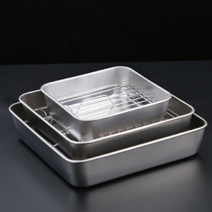 Plateau d'égouttage carré en acier inoxydable japonais, boîte <span class=keywords><strong>de</strong></span> conservation d'hôtel <span class=keywords><strong>à</strong></span> fond plat pour la cuisson <span class=keywords><strong>de</strong></span> plats et <span class=keywords><strong>de</strong></span> casseroles - Product Image 3