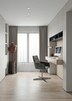 Bureau de travail ergonomique moderne en bois massif, convertible et modulaire, avec tiroir et étagère de rangement pour usage domestique ou professionnel