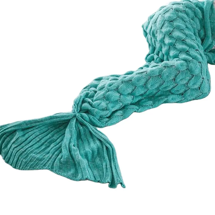 Hot selling mermaid knit blanket throw kids sleeping bag for sofa bed