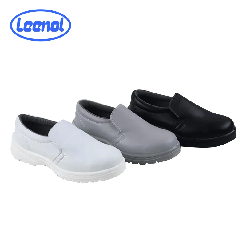 Leenol ESD Cleanroom Sepatu Safety PU Putih dengan Steel Toe