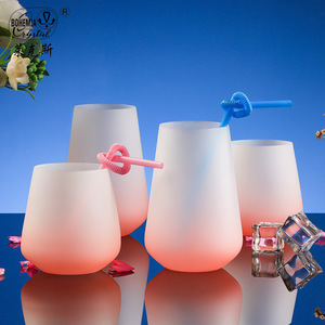 Bohemia Crystal Gradient Frosted Glass Cup Matte Finish Party Drinkware - Product Image 1