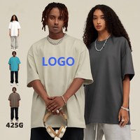 Camisetas de Lujo de Alta Gama, 425GSM OEM, 100% Algodón, Tejido Sólido, Ecológicas, Transpirables, Antiarrugas, Talla Grande