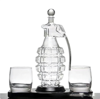 Decantador de Whisky con Forma de Granada Personalizado al por Mayor, Juego de Botellas de Vidrio, Garrafa, Botella de Licor, Dispensador de Vodka, Vino y Whisky