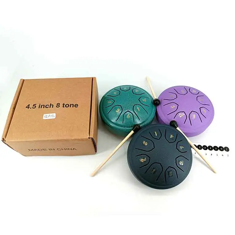 Hot Selling Mini Hollow Drum 4.5" 8 Tone Beginners Children's Drum Steel Tongue Drum Set Portable Percussion Instrument