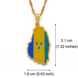 Collier pendentif carte de Saint-<span class=keywords><strong>Vincent</strong></span>, chaîne à vagues d'eau, acier inoxydable, motif en forme de voiture des Antilles Mineures, excellente idée cadeau - G098421 - Product Image 3