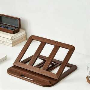 Soporte Plegable para Portátil de Madera de Nogal Negro, Altura Ajustable, Soporte de Escritorio Portátil - Product Image 1