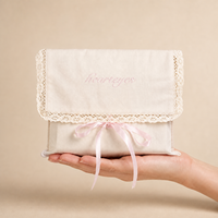 Pochette d'emballage en coton sergé naturel imprimée avec logo personnalisé, pour vêtements, accessoires capillaires, sac cadeau anti-poussière à rabat en coton de haute qualité