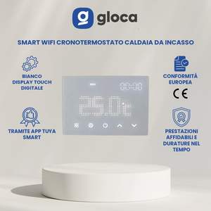 Termostato Inteligente Gloca con Pantalla Táctil WiFi, 230V, Calefactor Eléctrico de Pared, Calefacción Infrarroja, Control por Aplicación, Blanco - Product Image 2