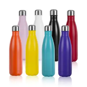 Leak Proof Metal Sports 2 Pack 17 Oz Cola Shaped Insulated Double Walled Vacuum Thermos Flask Stainless Steel Water Bottle