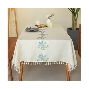 Wholesale Nordic embroidered tablecloths ready made household rectangular tablecloths for the dining Room