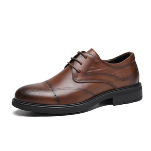 Zapatos Oxford de Vestir para Hombre, de Cuero Genuino, Punta Redonda, con Cordones, Suela de Goma Antideslizante, para Oficina, Carrera, Todas las Temporadas - Product Image 2