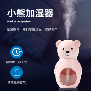 Cute Bear Shaped Humidifier <b>With</b> Night <b>Light</b> USB Powered Large Mist Output For Home Desktop Car Gift Pink - Product Image 5
