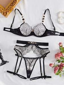 Set Completo di Lingerie Sexy da Notte per <span class=keywords><strong>Donna</strong></span>: Reggiseno Trasparente con Cinturini, Perizoma Fantasia e Gioielli Intimi - Outfit Erotico 1644 - Product Image 6