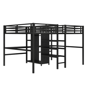 <span class=keywords><strong>Lit</strong></span> mezzanine complet au-dessus du bureau Maximiser l'espace et la fonctionnalité <span class=keywords><strong>Lit</strong></span> mezzanine adulte avec ports USB de bureau et étagères de rangement pour 2 - Product Image 2