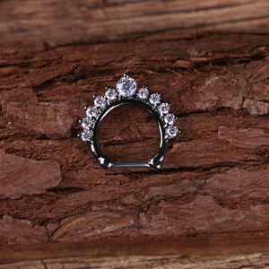 Sahte burun yüzükler kadınlar için paslanmaz çelik <span class=keywords><strong>Opal</strong></span> sahte <span class=keywords><strong>Septum</strong></span> yüzük seti CZ sahte burun halkaları Hoop damızlık klip burun manşetleri olmayan Piercin - Product Image 4