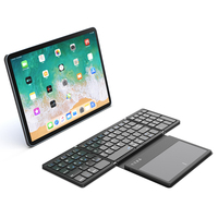 Clavier sans fil Bluetooth pliable Ruidian B055 Magic Leather avec pavé tactile, design compact, compatible ordinateur portable/téléphone/tablette, rechargeable, noir