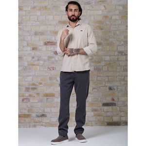Men's 2025 Fall Winter Classic Casual Straight <b>Chino</b> Trousers Grey XL Size 100% Cotton <b>Elastic</b> <b>Waist</b> Customizable Logo-F17 Style - Product Image 1