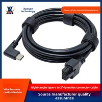 Câble personnalisé Type-C mâle vers 2x4P Molex 30 moulé avec gaine en PVC pour transmission de données haute vitesse