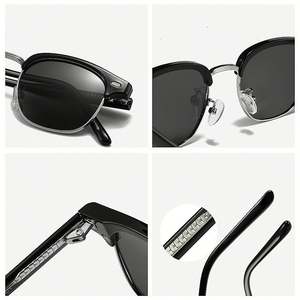 Lunettes de soleil polarisées demi-cerclées carrées UV400 en TR90, style rétro et tendance 2025, avec logo personnalisé, pour hommes et femmes - Product Image 5