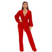 D4978-trendy col en v paillettes diamant combinaison combinaisons sexy pour femmes 2023 printemps