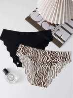 Braguitas de bikini de talle bajo para mujer, sin costuras, invisibles, con estampado de leopardo, acanaladas suaves, para uso diario, con borde ondulado