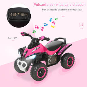 HOMCOM Mini Quad pour enfants de 18 à 36 mois Poussoir manuel avec musique intégrée et guidon large, moto pour enfants en PP et - Product Image 4